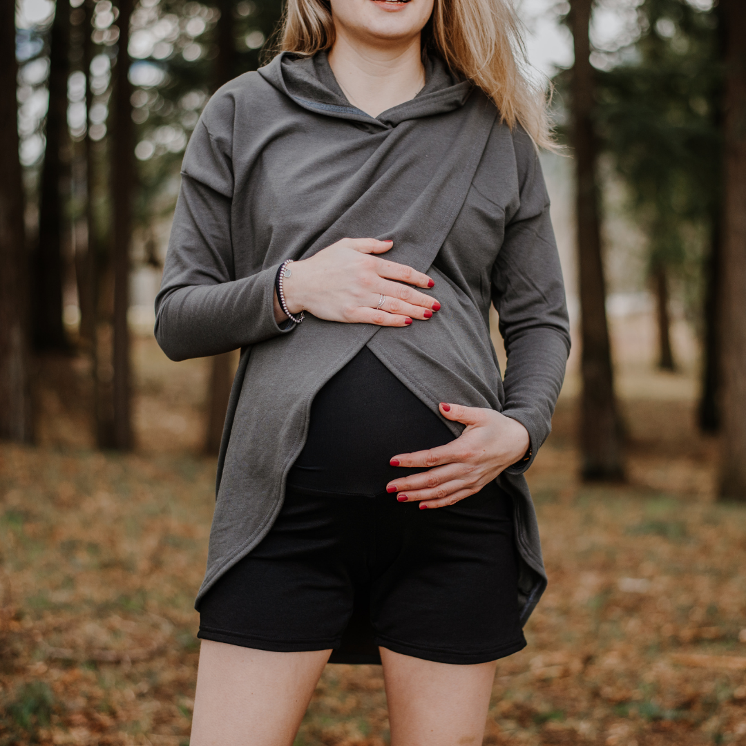 Nadia maternity jogger shorts in black - New Genes Maternity Wear