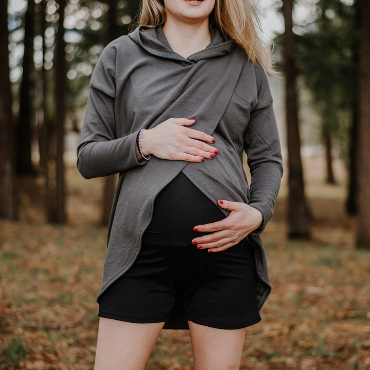 Nadia maternity jogger shorts in black - New Genes Maternity Wear