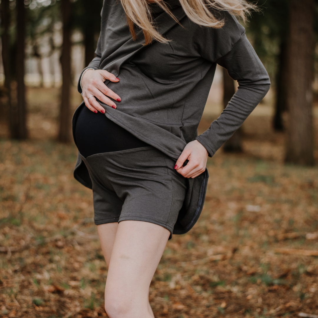 Nadia maternity jogger shorts in charcoal - New Genes Maternity Wear