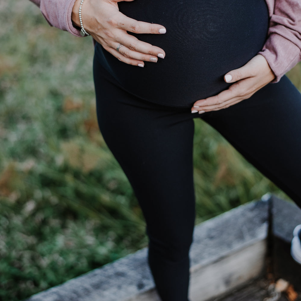 Lynx ribbed black maternity legging - New Genes Maternity Wear