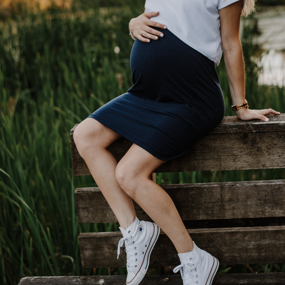 Mila maternity pencil skirt in navy - New Genes Maternity Wear