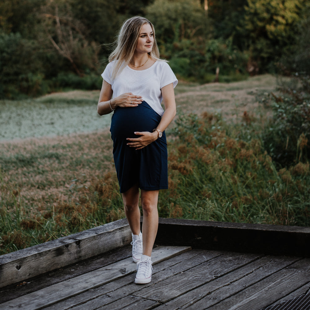 Mila maternity pencil skirt in navy - New Genes Maternity Wear