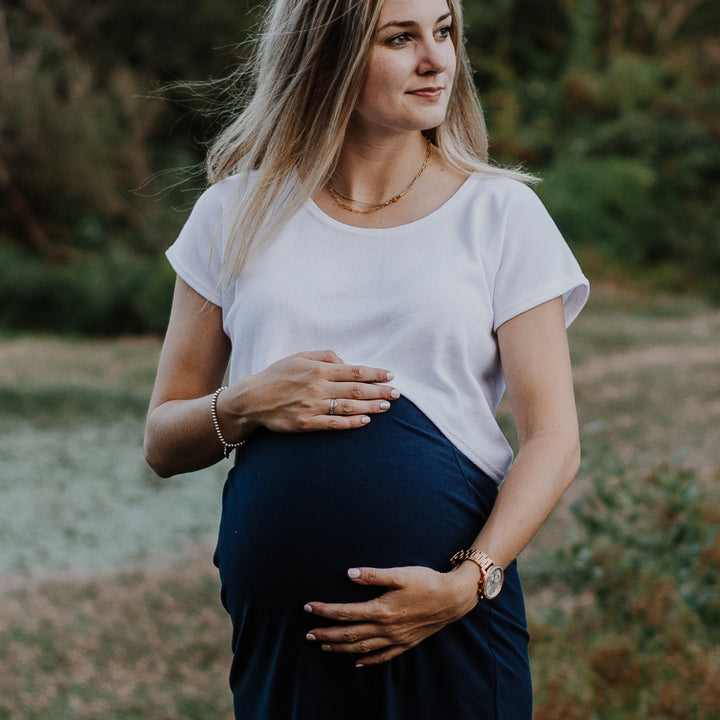 Mila maternity pencil skirt in navy - New Genes Maternity Wear