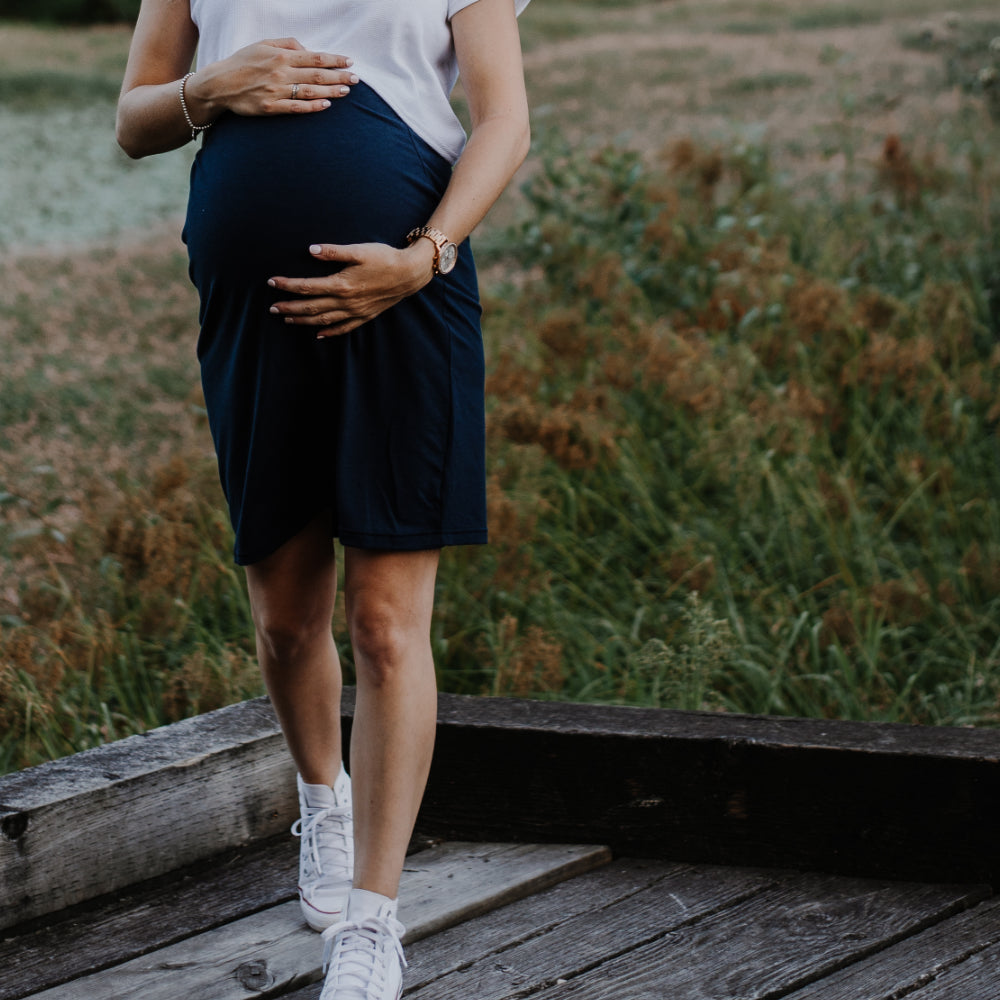 Mila maternity pencil skirt in navy - New Genes Maternity Wear
